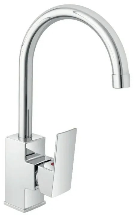 Miscelatore cucina quadro in acciaio inox con corpo orientabile