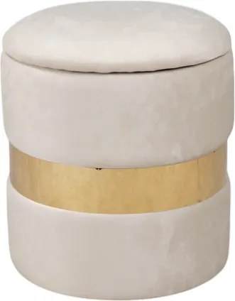 Pouf velluto beige con contenitore e fascia oro Set 2 - OTTAVIA