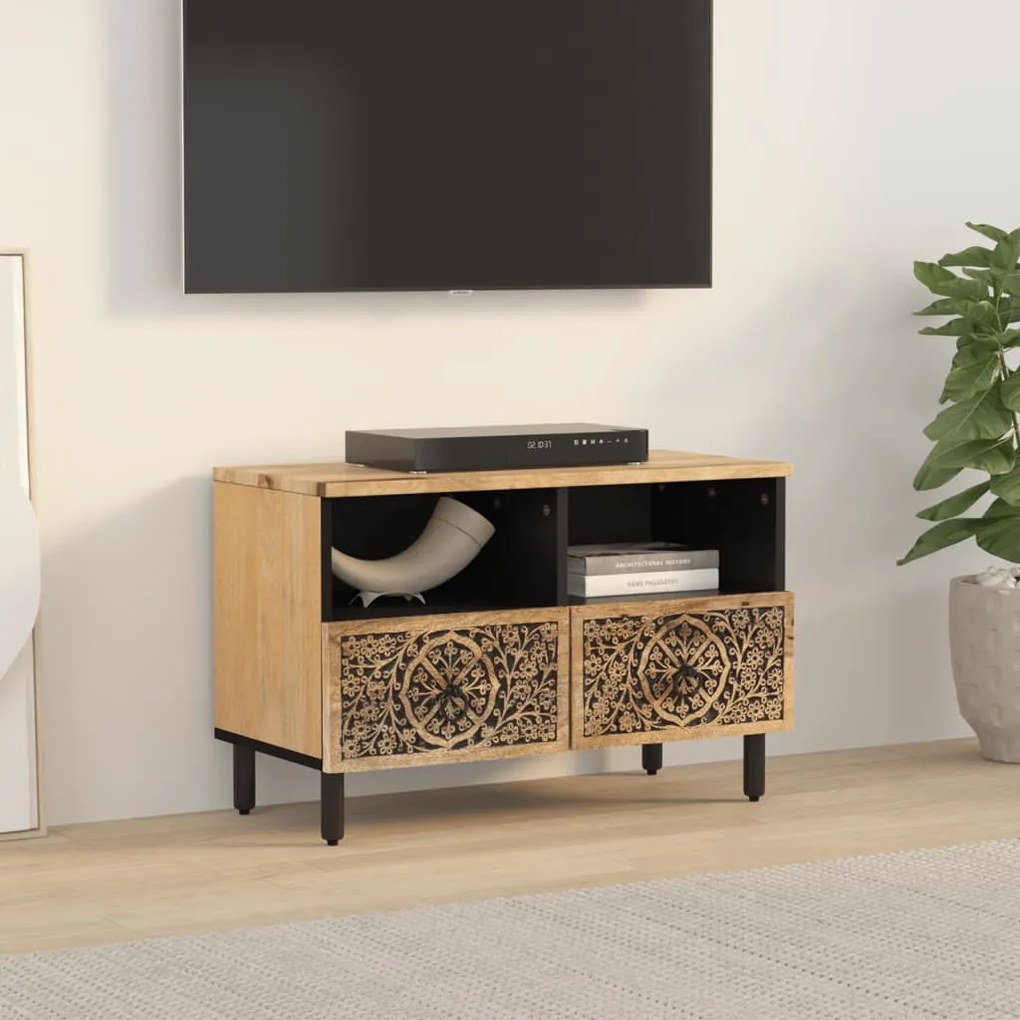 Mobile porta tv 70x33x46 cm in legno massello di mango
