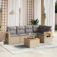 Set Divano da Giardino 6 pz con Cuscini Beige in Polyrattan 3226794