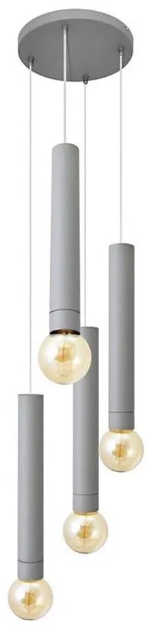 Lampadario a sospensione con filo TUBA 4xE27/15W/230V grigio