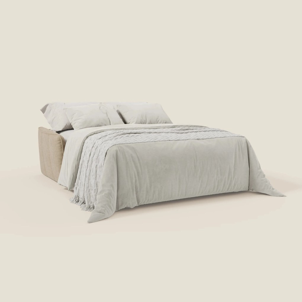 Elios Divano letto con morbidi cuscini spalliera in tessuto smacchiabile T24 beige