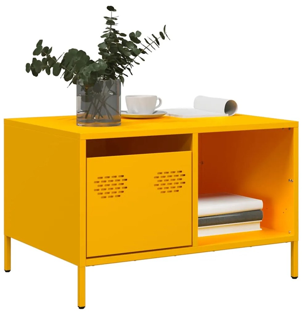 Tavolino giallo senape 68,5x50x43,5cm acciaio laminato a freddo