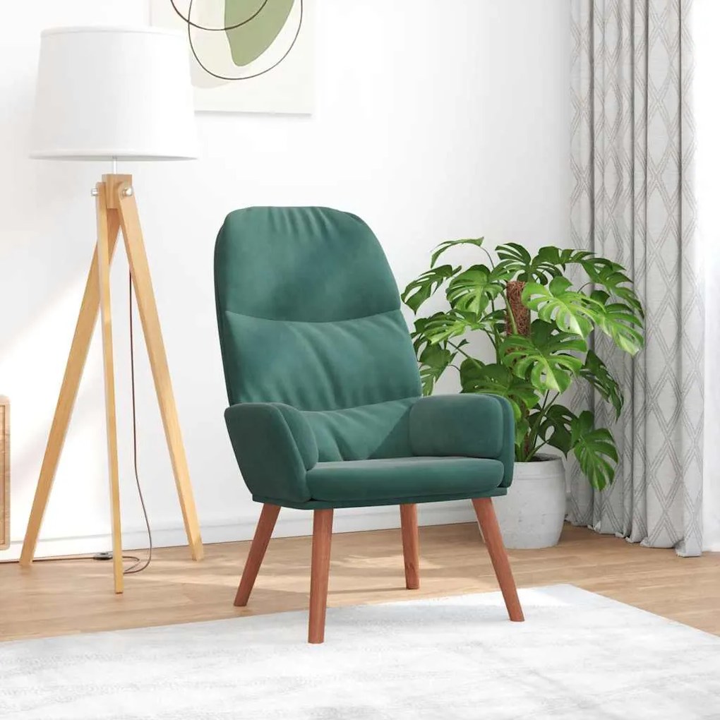 Sedia Relax Verde Scuro İn Velluto /