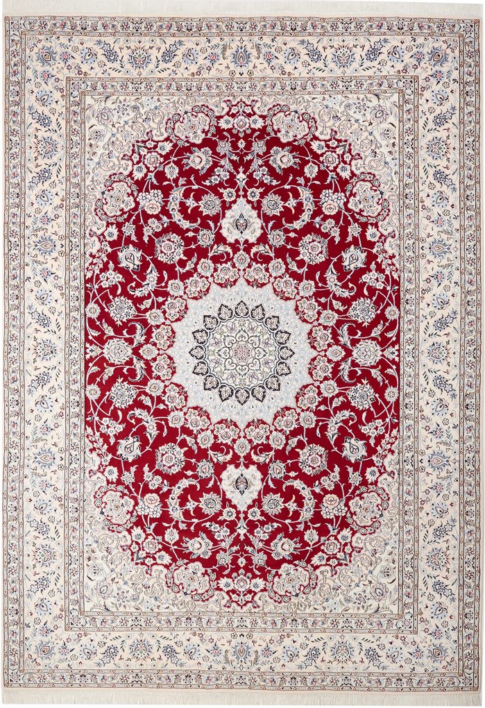 Nain Tappeto persiano 350 x 250 Rosso (Iran) Annodato A Mano