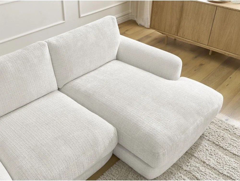 Divano angolare bianco (con penisola a destra/con chaise lounge) con rivestimento in ciniglia Leonore – Bobochic Paris