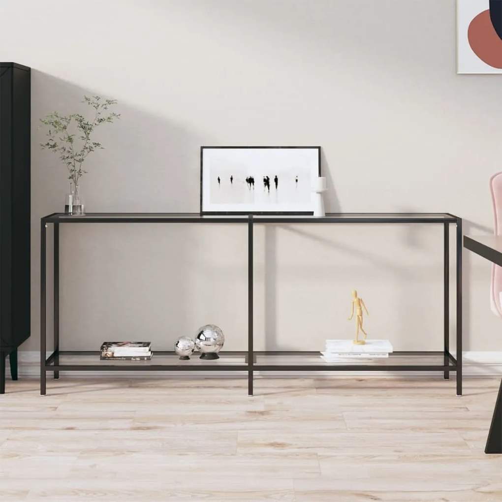 Tavolo Consolle Trasparente 180x35x75,5 Cm İn Vetro Temperato /