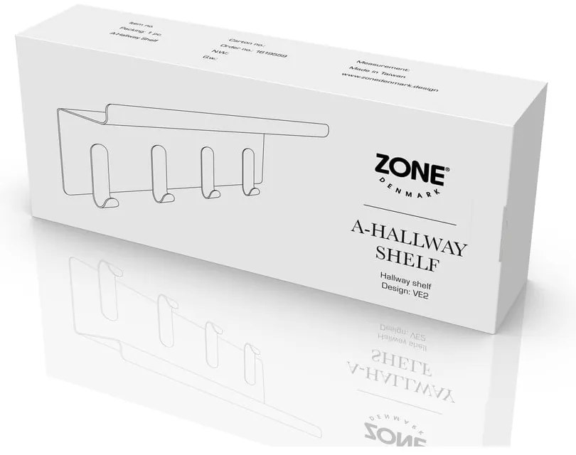 Attaccapanni da parete nero in acciaio con scaffale 11,5 cm A-Hallway – Zone