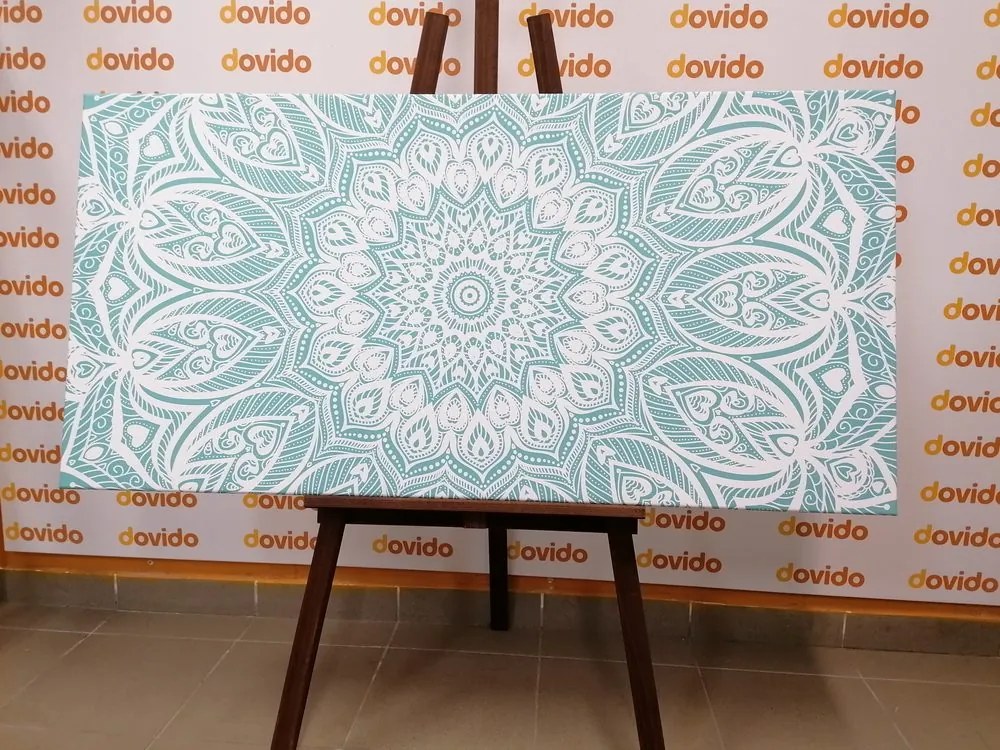 Quadro su tela – Mandala armonia su sfondo blu