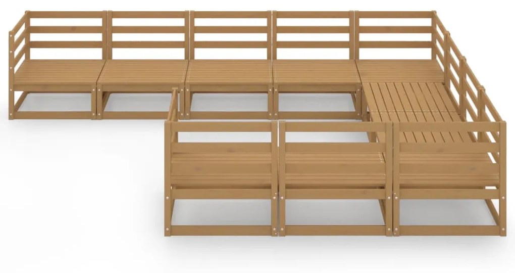 Set Divani da Giardino 10 pz in Legno Massello di Pino