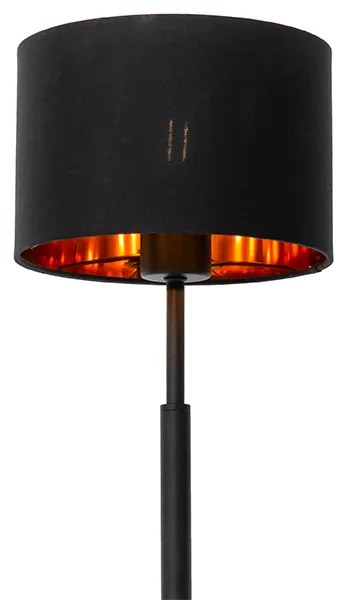 Lampada da tavolo moderna con paralume in tessuto nero e oro - VT 1