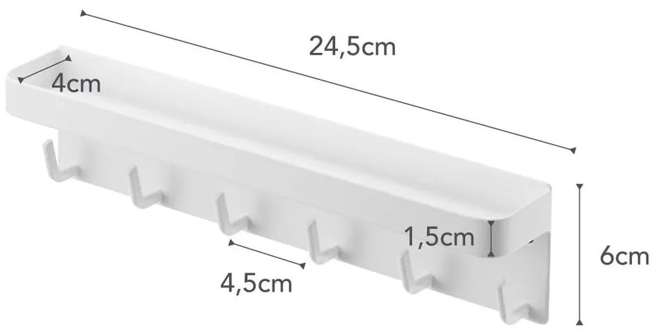 Portachiavi a parete bianco con ripiano Smart - YAMAZAKI