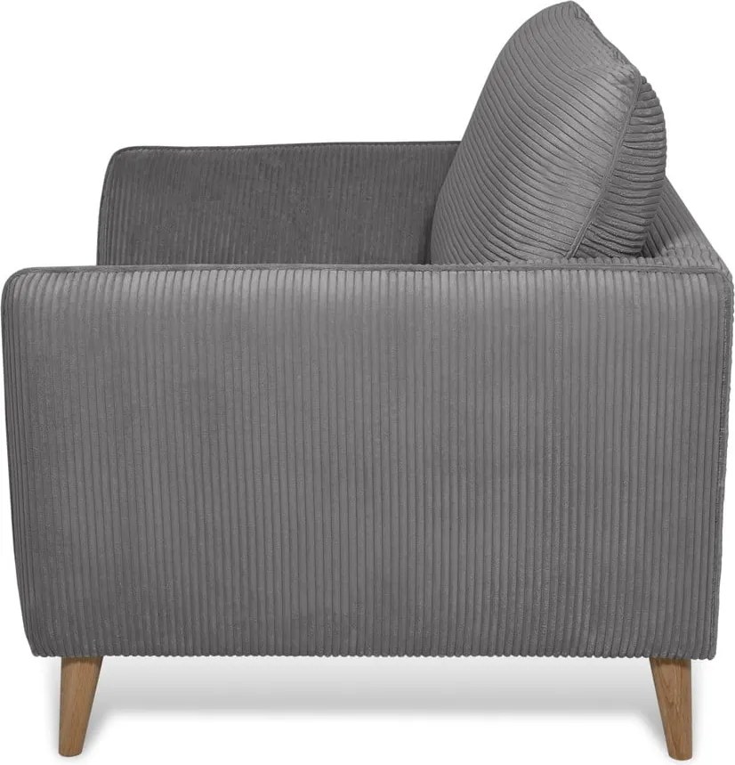 Poltrona in velluto a coste grigio scuro Paris - Scandic