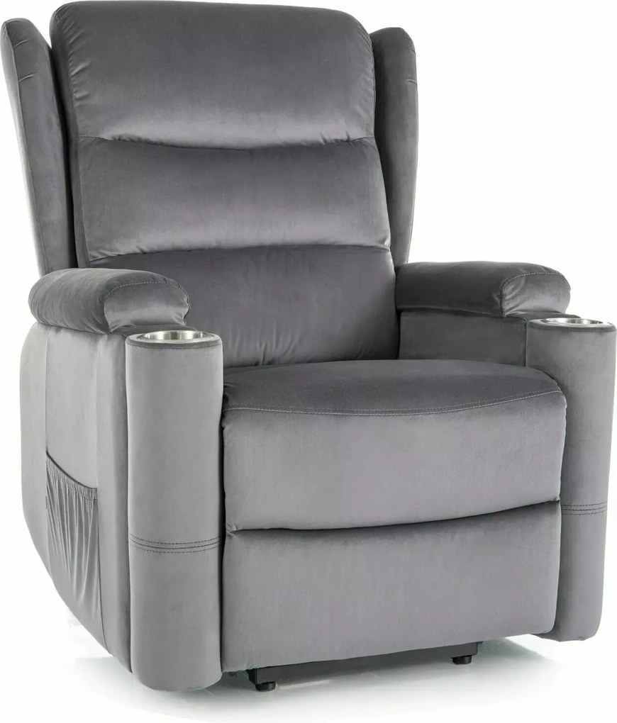 Poltrona reclinabile Minos Velvet – grigio