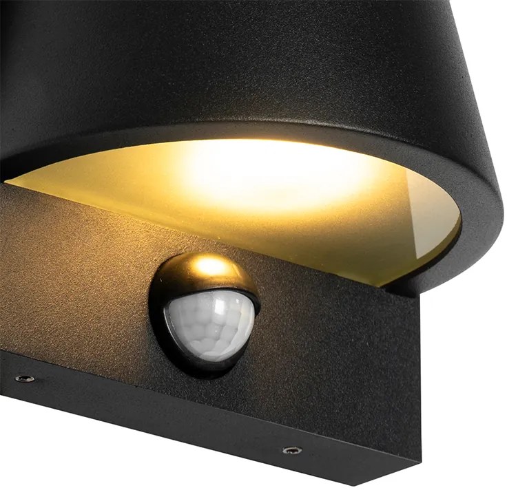 Lampada da parete per esterni nera IP44 con sensore di movimento - Femke