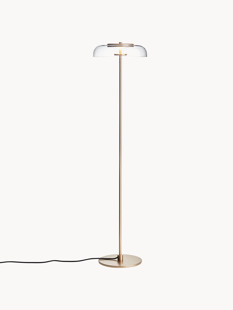 Lampada da terra piccola a LED in vetro soffiato Blossi, luce regolabile
