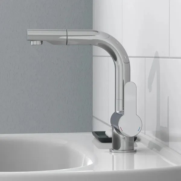 Schütte 79710 - Rubinetto per lavello LONDON con doccetta estraibile, finitura cromata lucida