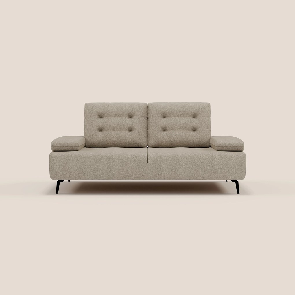Lugano Divano 3 posti con schienali e braccioli traslanti in morbido bouclé impermeabile T07 beige