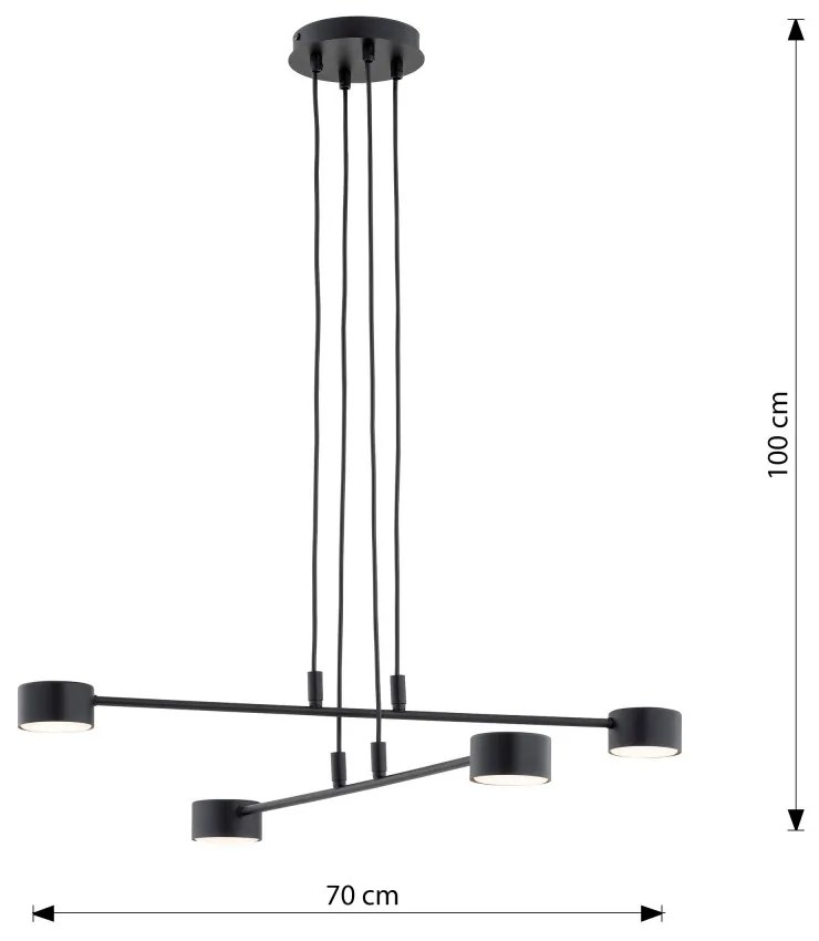 Lampadario a Sospensione in Acciaio GX53 MODUS 4 Nero 4xGX53 Colore del corpo Nero