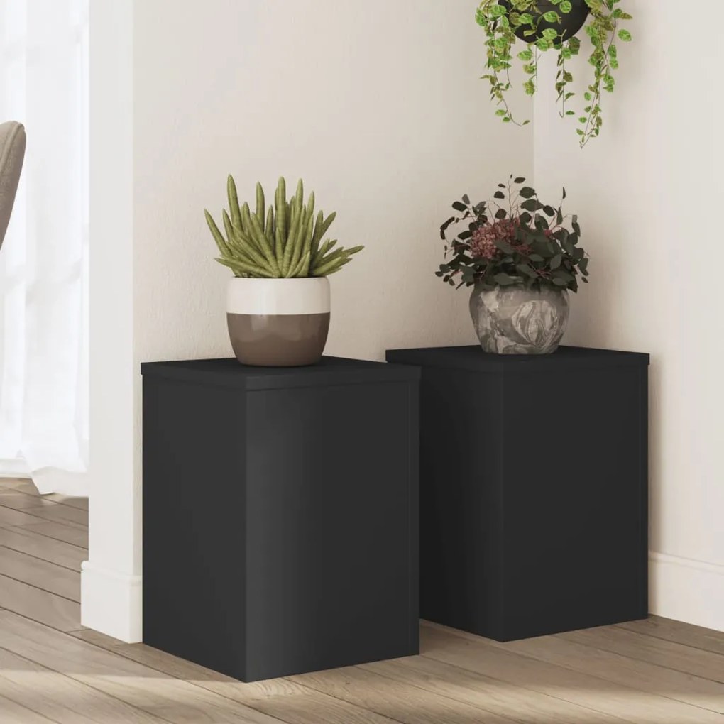 Supporti Per Piante 2 Pz Neri 25x25x35 Cm Legno Multistrato /