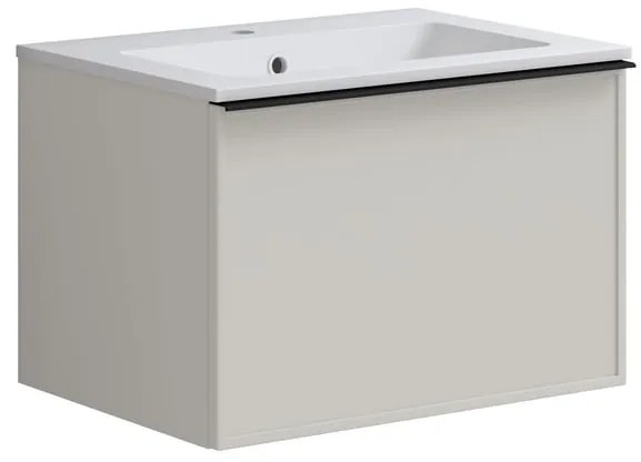 Mobile bagno sospeso con lavabo L 60 x H 40 cm grigio pastello 1 cassetto per vasca centrale Pixel