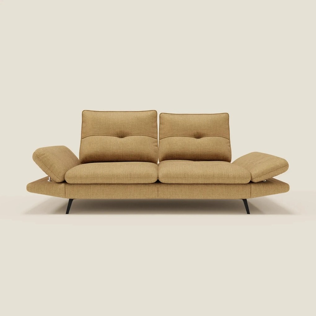 Ardex Divano 3 posti con schienali traslanti e braccioli regolabili in morbido tessuto impermeabile T06 giallo