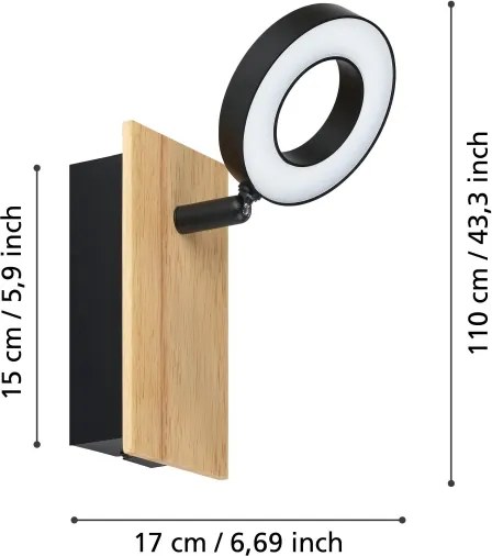 Eglo 901202 - Faretto da parete LED RIELVES LED/4,2W/230V nero/marrone