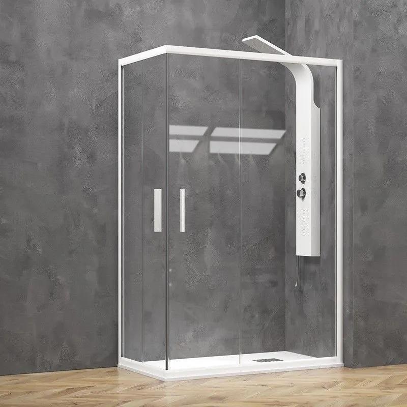 Kamalu - box doccia bianco opaco 120x130 doppio scorrevole | ke-1000b