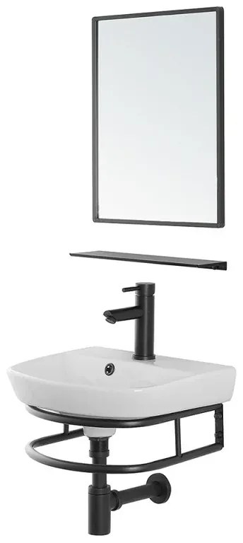 Mobile lavabo sospeso 45 cm salvaspazio in stile industrial Borg
