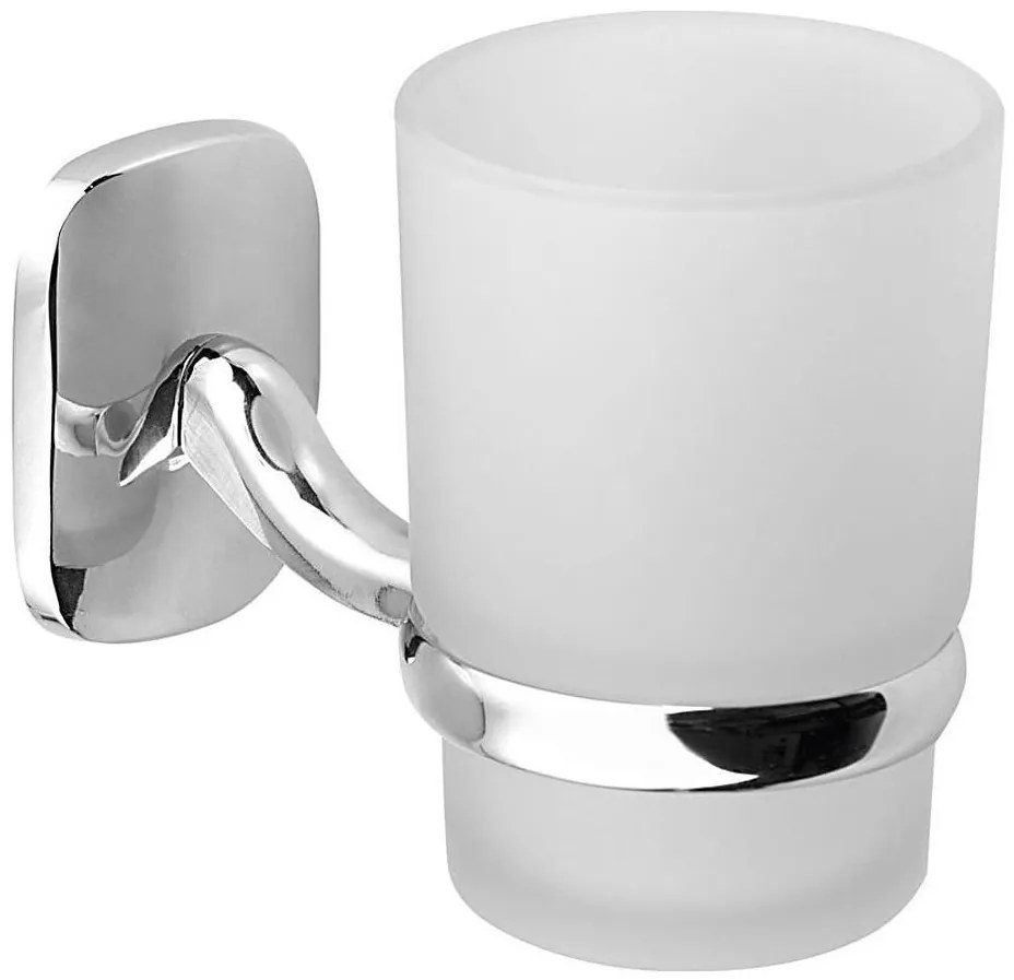 Aqualine - Portaspazzolino a parete RUMBA bianco latte vetro/cromo lucido