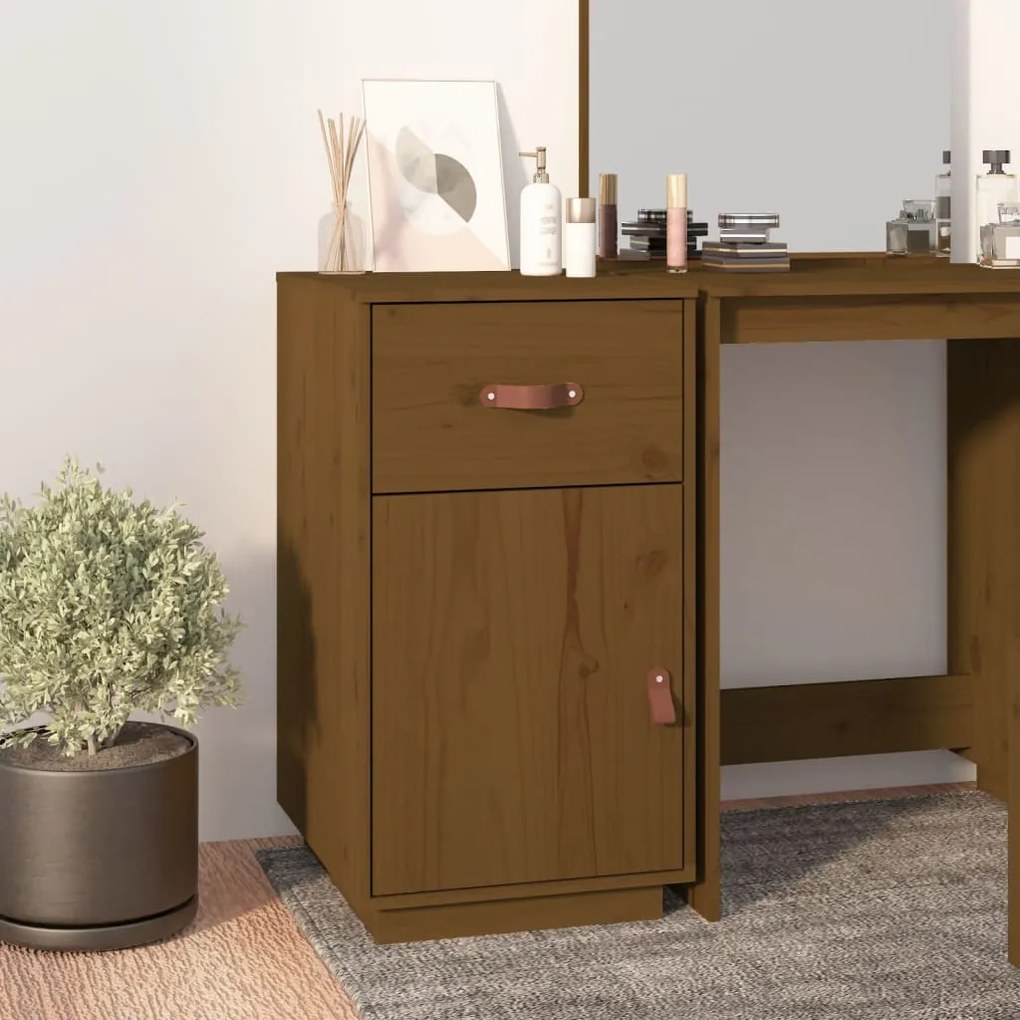 Armadietto Da Scrivania Ambra 40x50x75cm İn Legno Massello Pino /