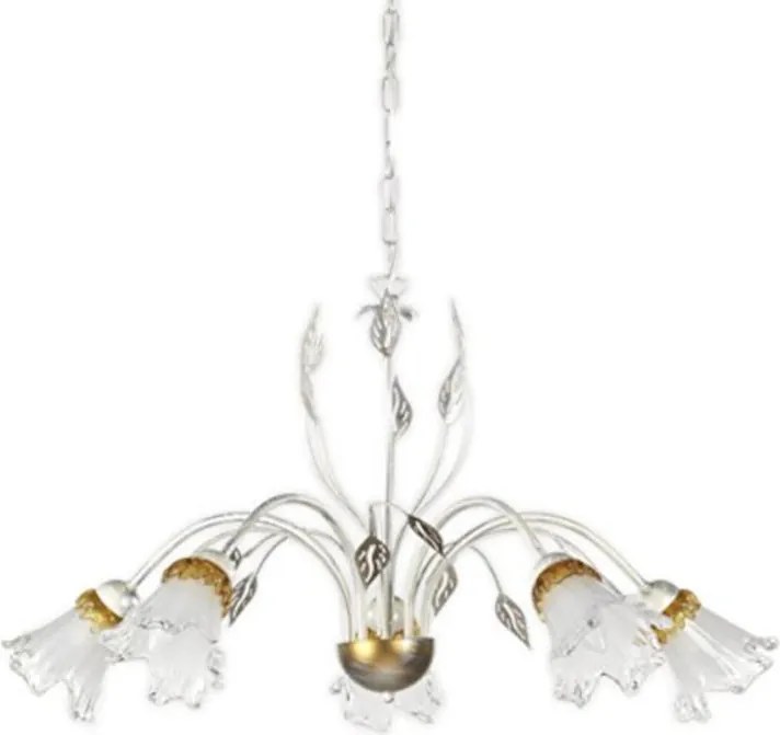 Lampadario Neoclassico Lampadario Neoclassico Lancia 5x E14 bianco paralume bianco 5x E14