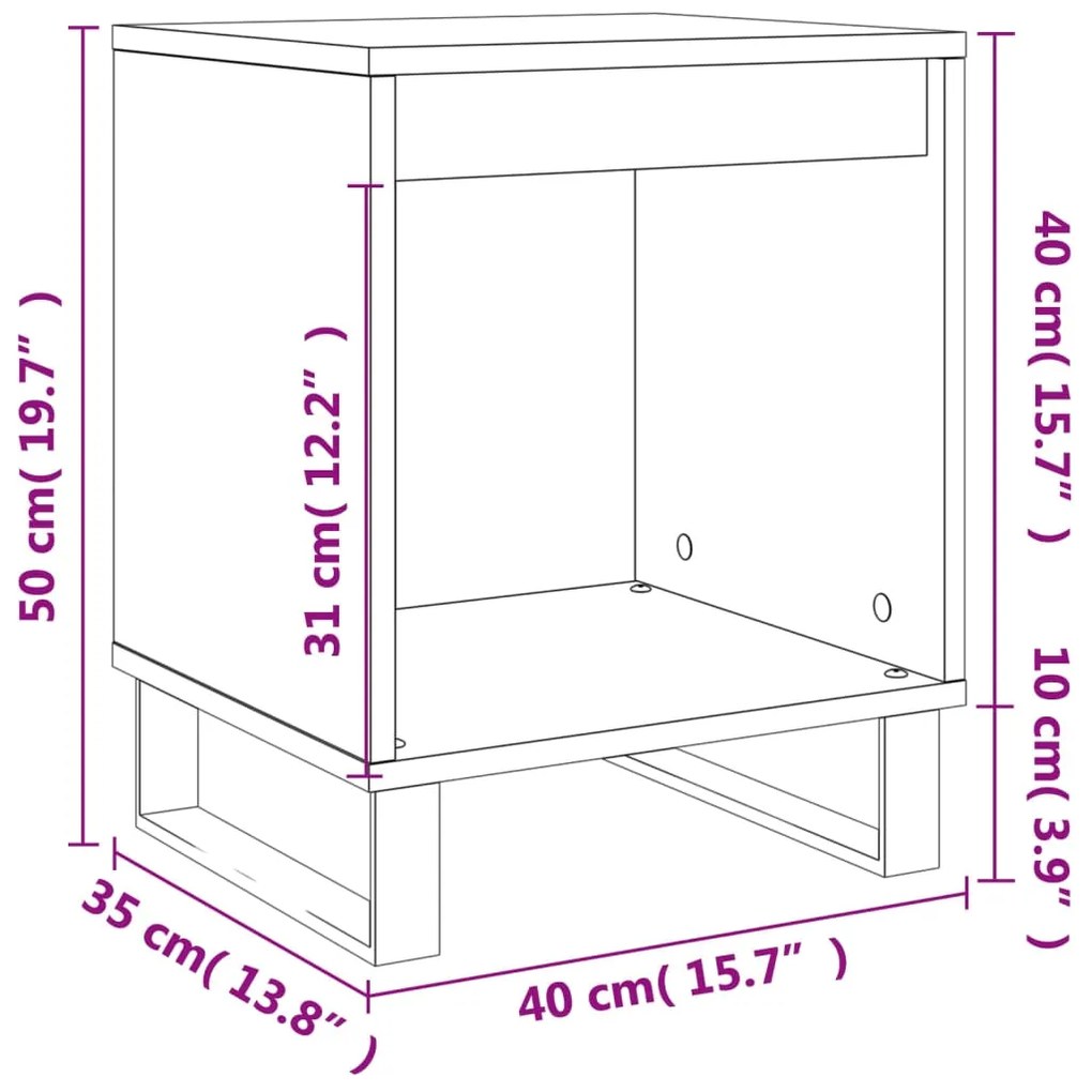 Comodini 2pz Grigio Sonoma 40x35x50 cm in Legno Multistrato