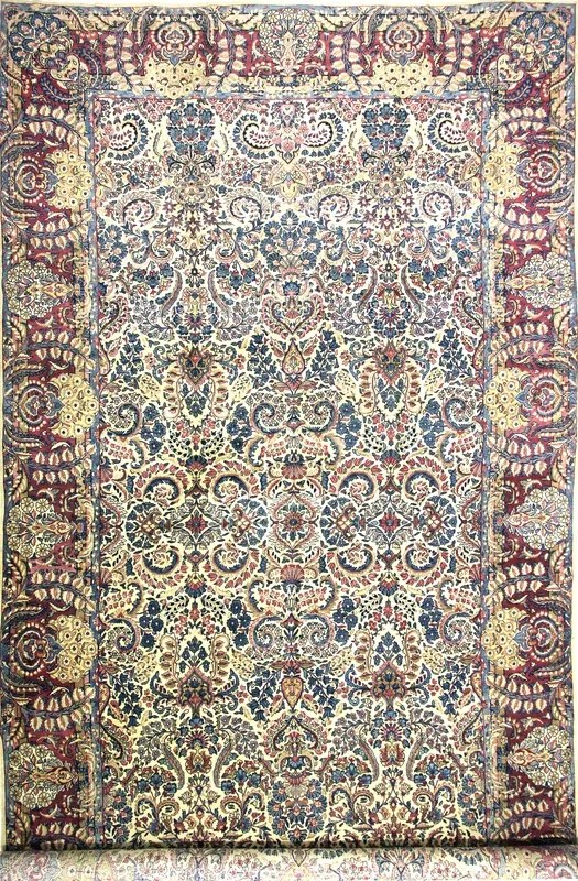 Kerman Tappeto 550x300 Beige (Iran) Annodato A Mano