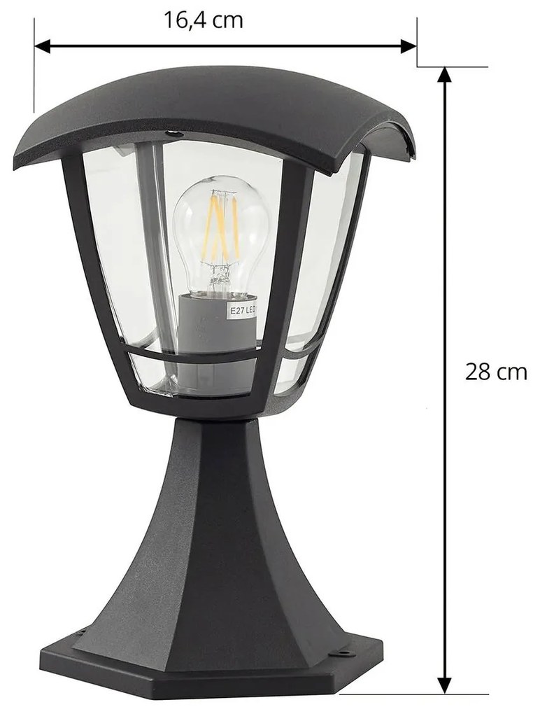 Lampioncino Lindby Isidoro, nero, altezza 28 cm, plastica