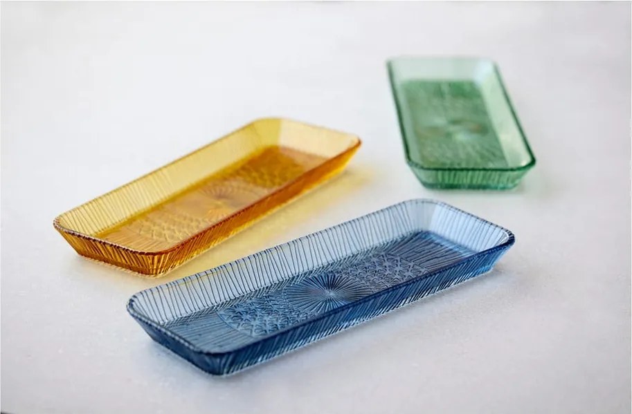 Piatto da portata in vetro blu 14x38 cm Kusintha - Bitz