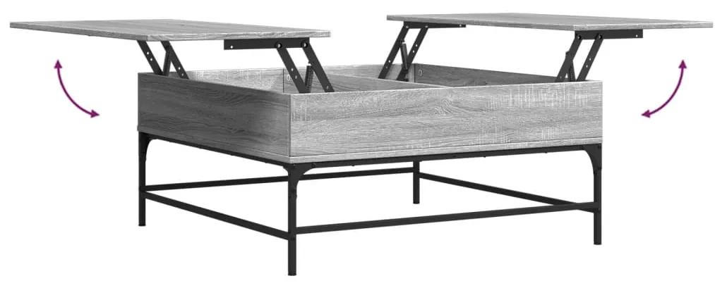 Tavolino Grigio Sonoma 95x95x45 cm Legno Multistrato e Metallo