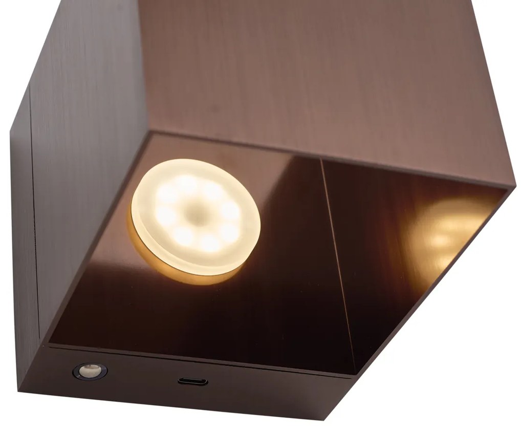 Lampada da parete moderna bronzo scuro con LED e dimmer touch ricaricabile - Joris