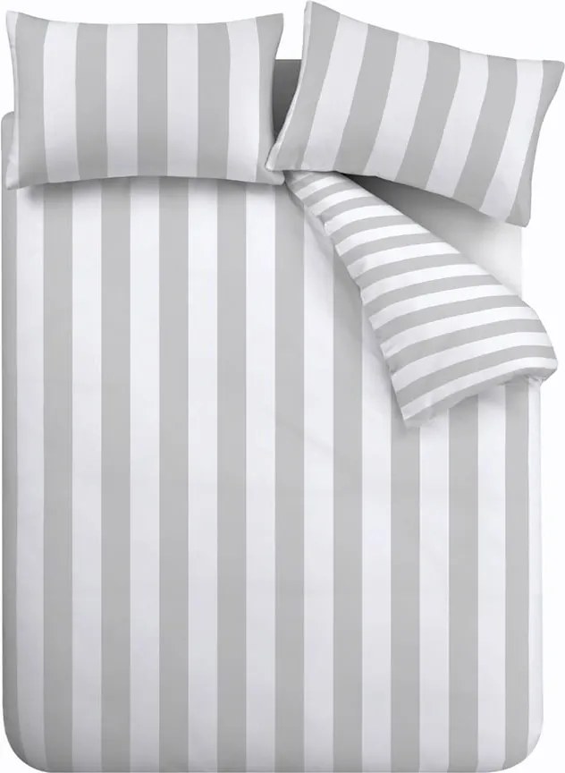 Biancheria matrimoniale estesa bianco-grigio 230x220 cm Cove Stripe - Catherine Lansfield