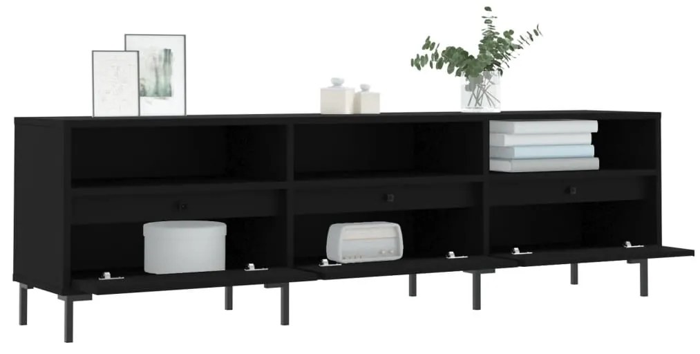 Mobile porta tv nero 150x30x44,5 cm in legno multistrato