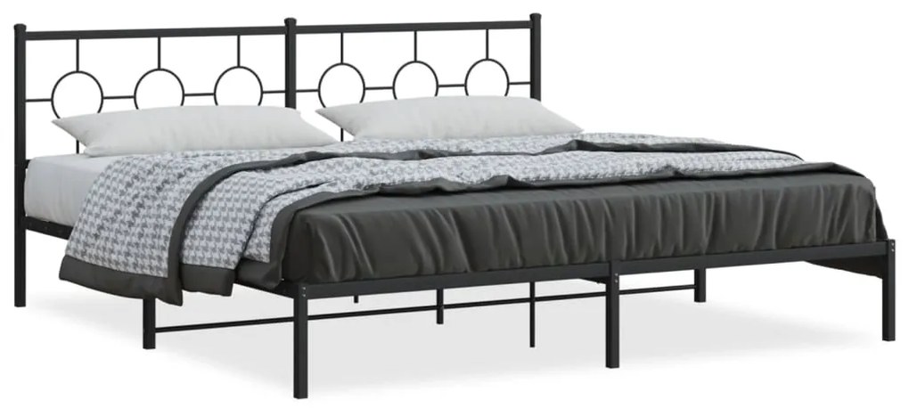 Giroletto Con Testiera İn Metallo Nero 193x203 Cm /