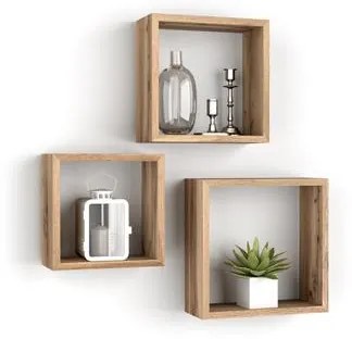 Cubi Quadrati Giuditta, Set da 3, Rovere Rustico