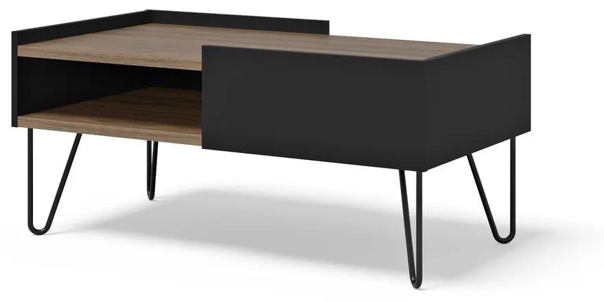 Tavolino marrone-nero in noce 55x100 cm Nina - TemaHome