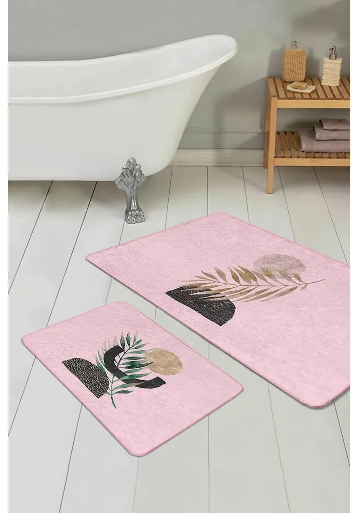 Tappetini da bagno rosa in set da 2 100x60 cm - Minimalist Home World