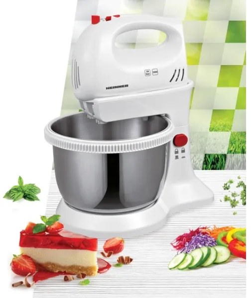 Heinner HMBR-300W - Sbattitore a mano con ciotola girevole 300W/230V bianco