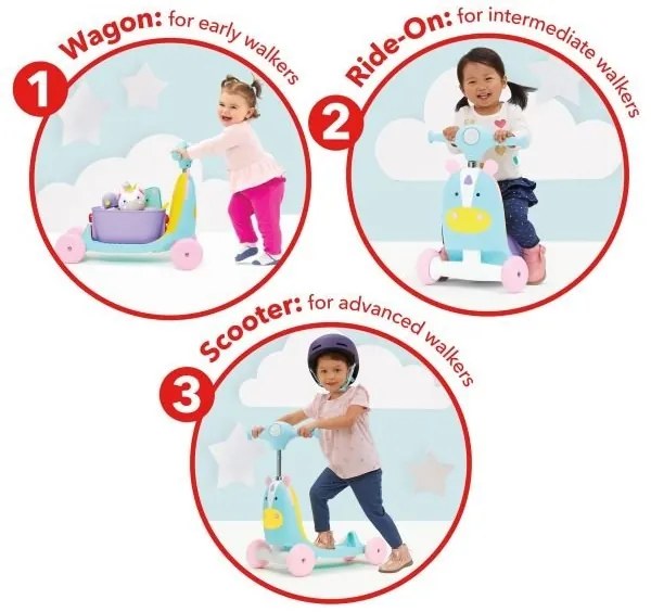 Skip Hop - Bici a spinta 3in1 ZOO unicorno 3xAAA