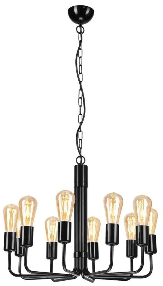 Lampadario a sospensione con catena 10xE27/60W/230V nero