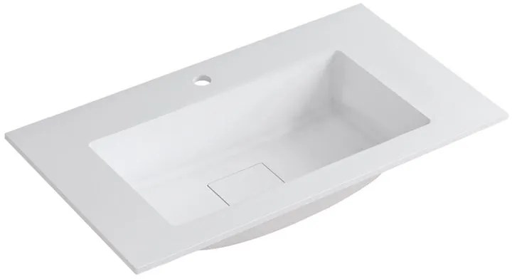 Lavabo a incasso rettangolare vasca centrale L 90.5 x H 15 x P 46 cm in resina bianco lucido
