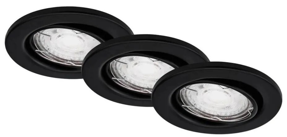Brilo - SET 3x Lampada LED da incasso per bagni 1xGU10/5W/230V IP23 nero
