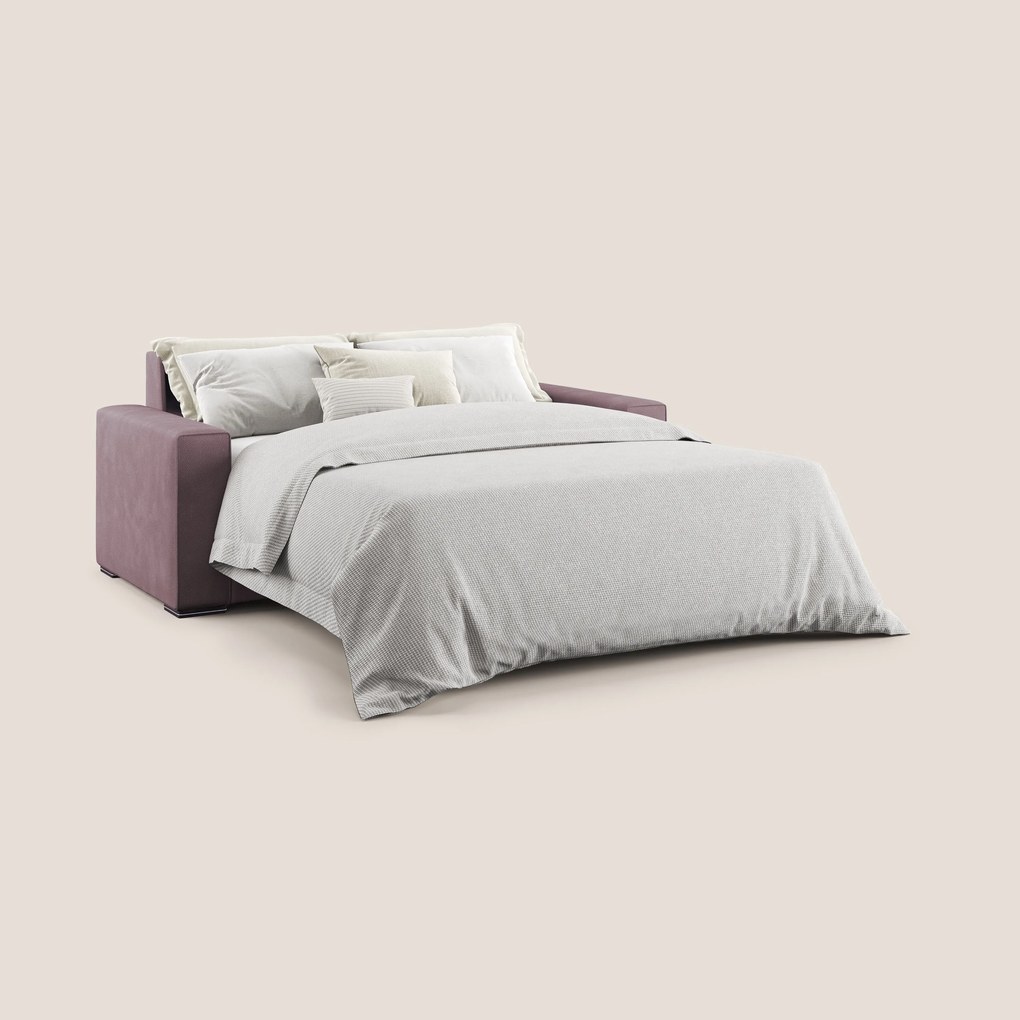 Dream Divano letto matrimoniale in microfibra effetto pelle smacchiabile T15 rosa